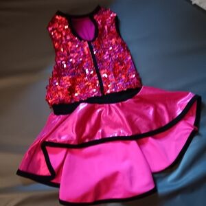 CURTAIN CALL Childs Hot Pink Sequined Dance Costume Dress Size CME